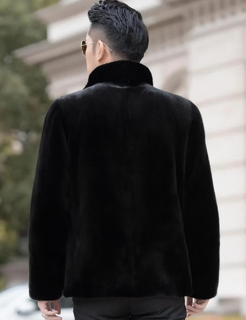 Men's Fur Faux Fur Autumn And Winter Men's Faux Fur Coat Korean Fashion Slim Clothing Brown Fluffy Warm Coat Casual Male Top Thermal Jacket 