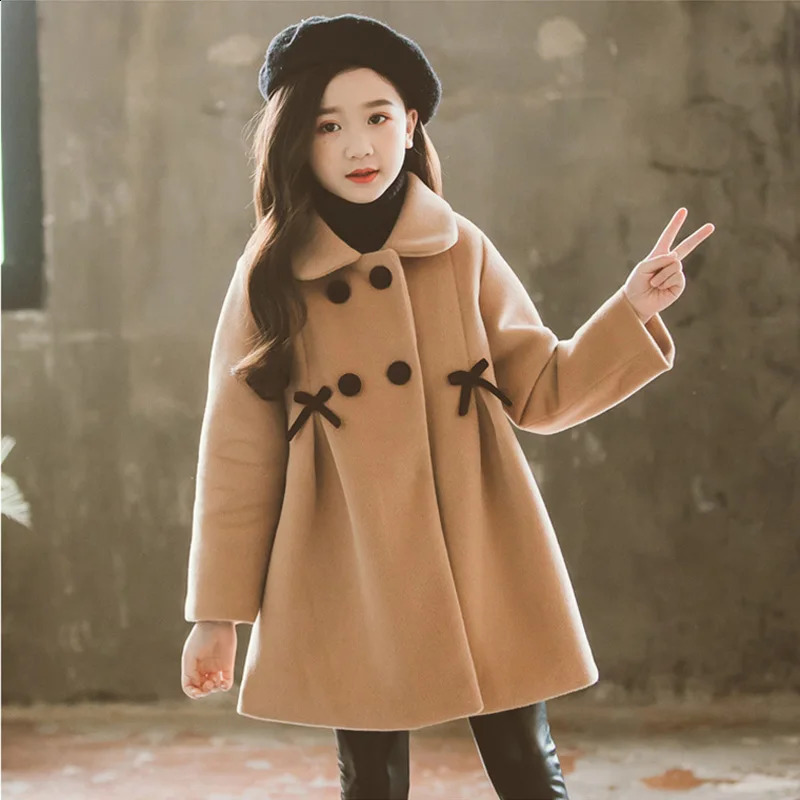 Jackets Children Jacket for Girls Winter Wool Warm Overcoat Fashion Clothes Kids Outerwear Autumn Coat 4 6 8 10 12 13 Years 231109