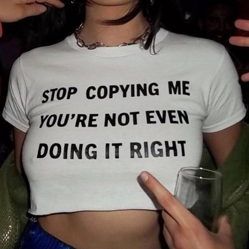 Womens TShirt Stop copying me youre not even right crop tops summer fashion Y2K baby Tshirts womens Kawaii 230410, Black
Womens TShirt Stop copying me youre not even right crop tops summer fashion Y2K baby Tshirts womens Kawaii 230410, Black