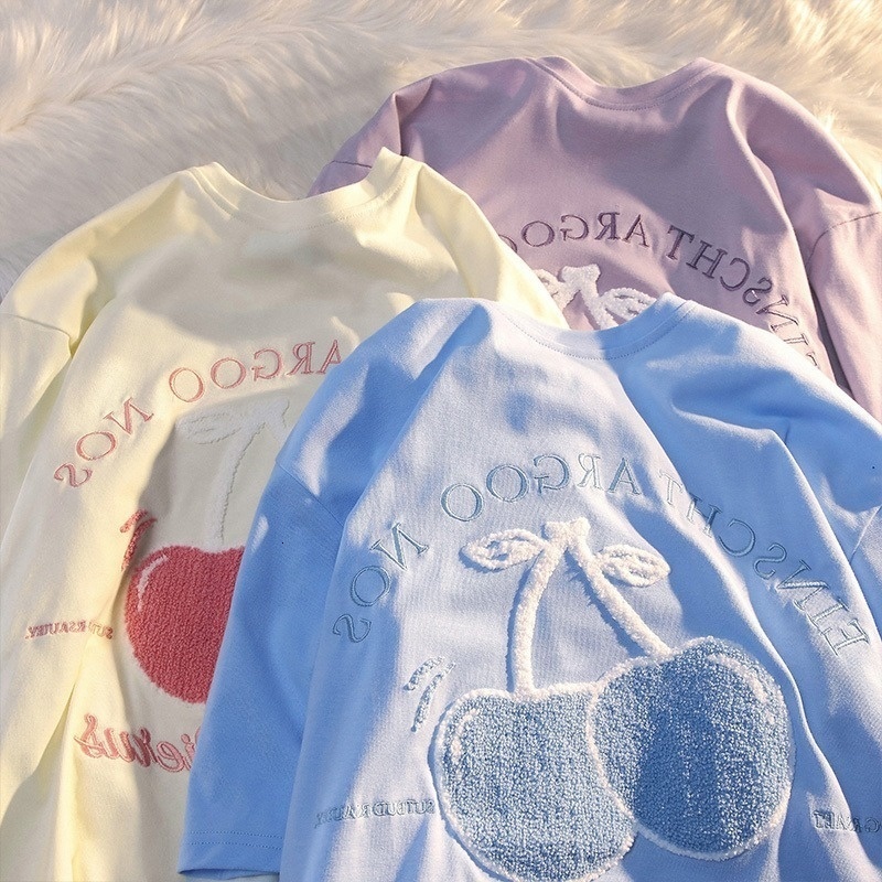 Women's TShirt Cherry Korean Style Tshirt For Women Y2k Simple Casual Clothes Top Fashion Print Short Oversize Sleeve Cotton Tshirts 230410, Sky blue
Women's TShirt Cherry Korean Style Tshirt For Women Y2k Simple Casual Clothes Top Fashion Print Short Oversize Sleeve Cotton Tshirts 230410, Sky blue