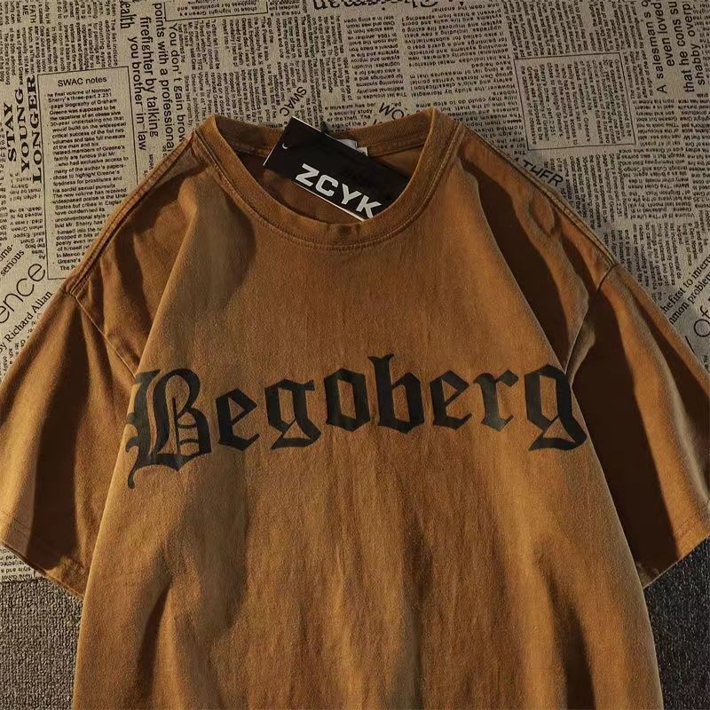 Mens TShirts Vintage Brown Cross Tshirt Gothic Graphic Printing Cotton Casual Large Mens Tshirt Y2K Grunge Clothing Hip Hop Street Top Unisex 230408