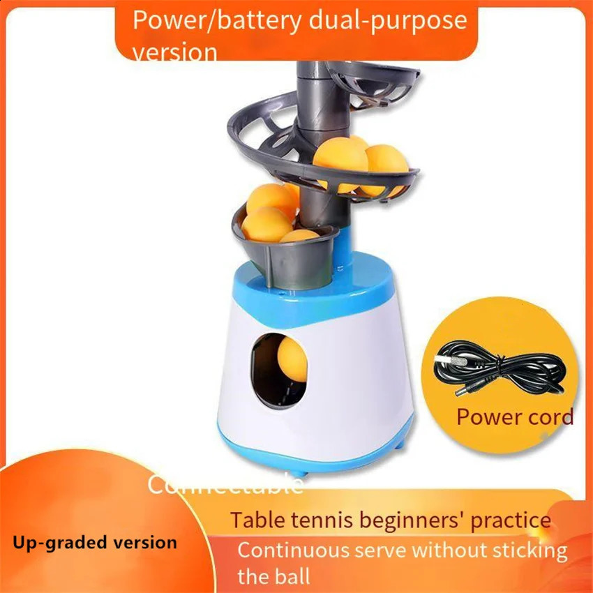 Table Tennis Sets Up-graded Portable Table Tennis Ball Pitcher Dual Power Supply Version Ping Pong Ball Robot Pitching Machine For Trainers 231109