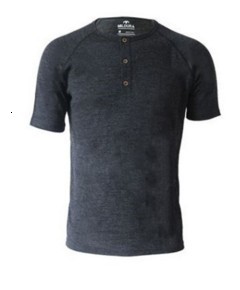 Men's T-Shirts Men's 100% merino wool T-shirt short sleeved bottom layer heat stroke men's sports merino wool Henry T-shirt size S-XL 1