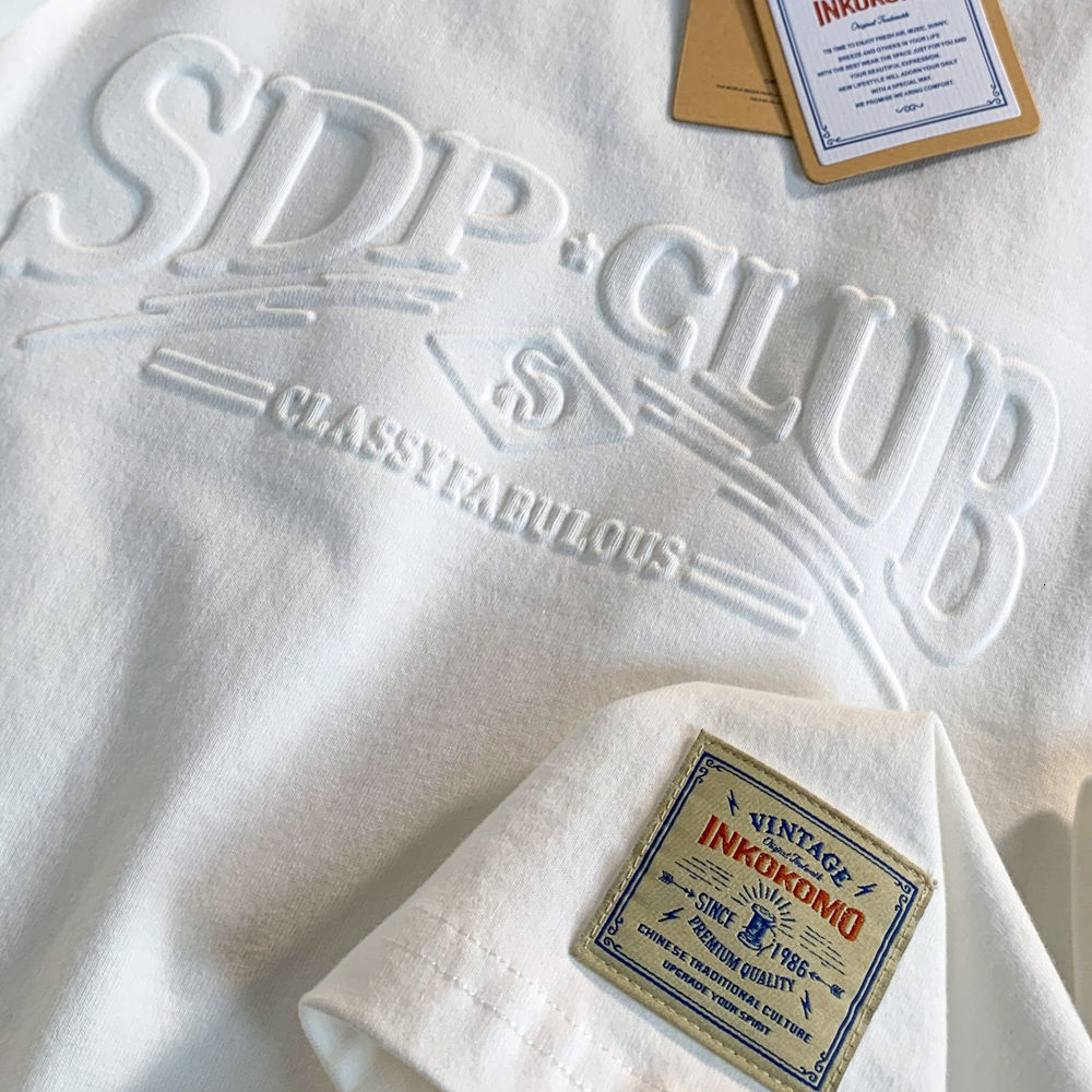 Men's TShirts Short sleeved tshirt men American style 2023 summer three dimensional embossed loose oversize all match trendy couple shirt 230410