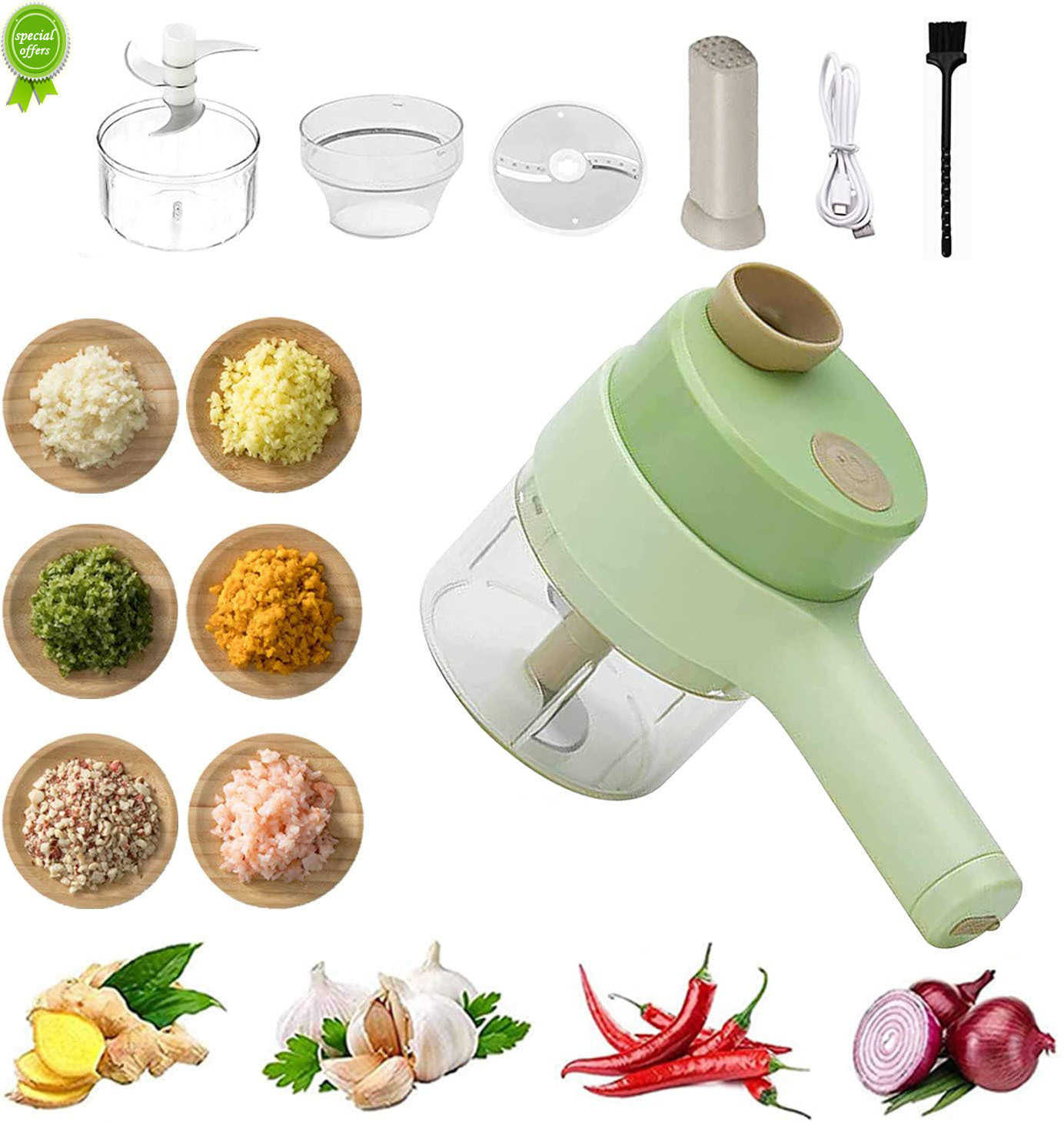 New Garlic Press Multifunctional Crusher Picker Meat Grinder Mincer 4 in 1 Handheld Electric Vegetable Cutter Set Kitchen Helpers
New Garlic Press Multifunctional Crusher Picker Meat Grinder Mincer 4 in 1 Handheld Electric Vegetable Cutter Set Kitchen Helpers