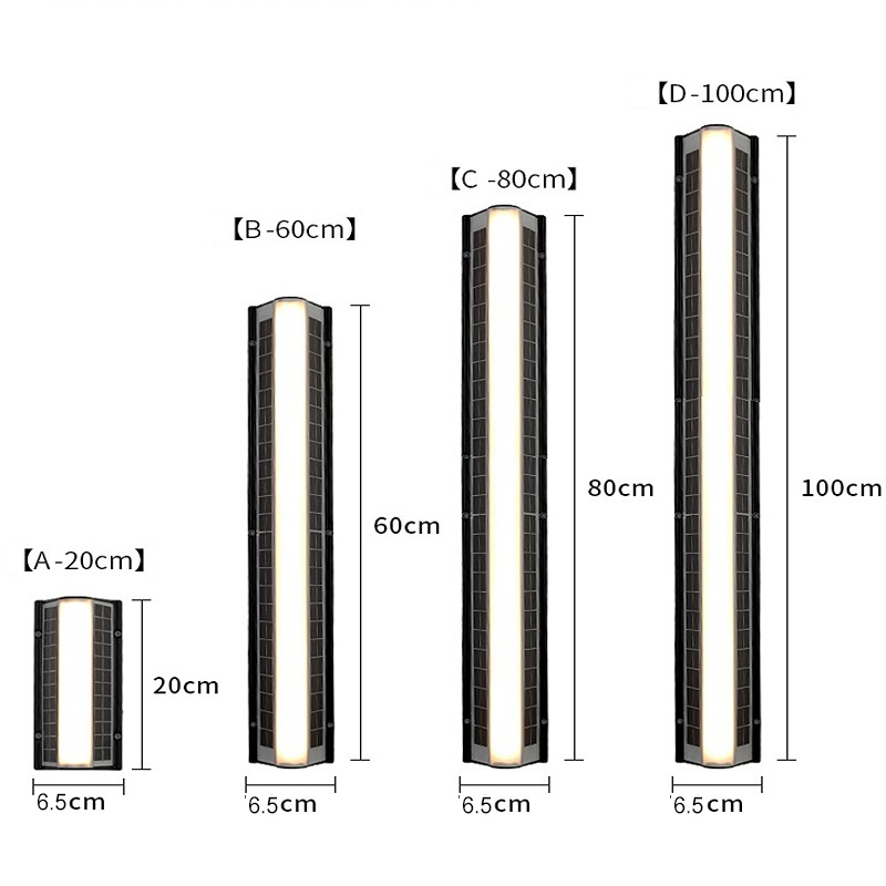 Solar Outdoor Long Wall Lamps 20cm 60cm 80cm 100cm IP65 Garden Porch Light Remote control - view 5