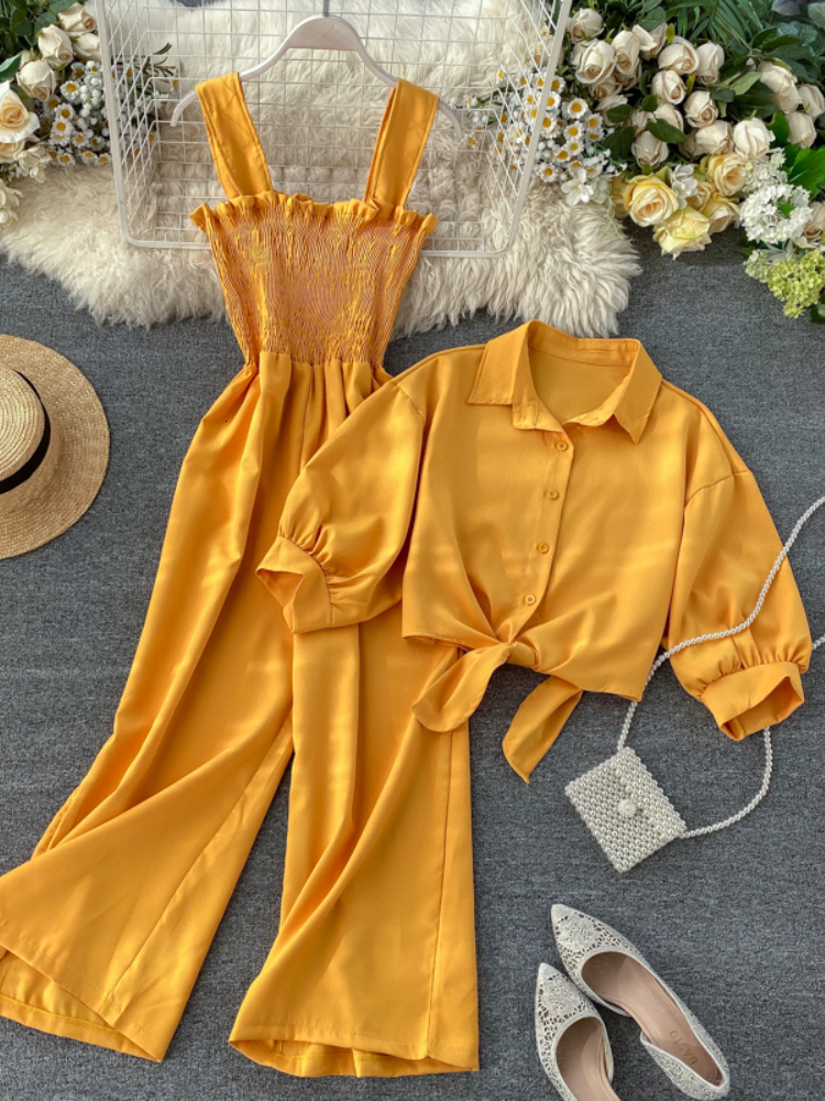 Two Piece Dress Fitaylor Summer Two Pieces Set Women Loose Short Sunscreen Jacket Suspending Rompers Clothing Female Casual Holidays Suit 230410