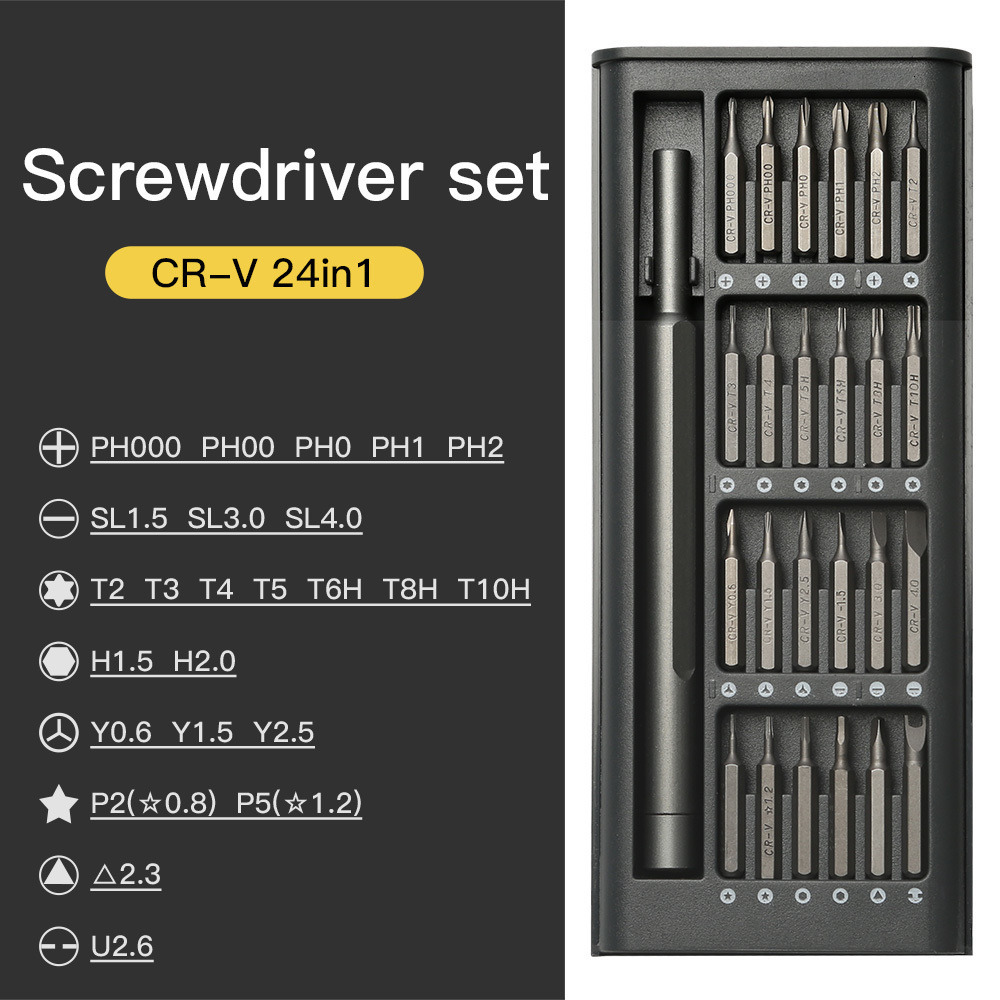 Screwdrivers Screw driver kit 24 precision magnetic drill bit DIY detachable Screw driver kit mini toolbox for smart home PC phone repair 230410