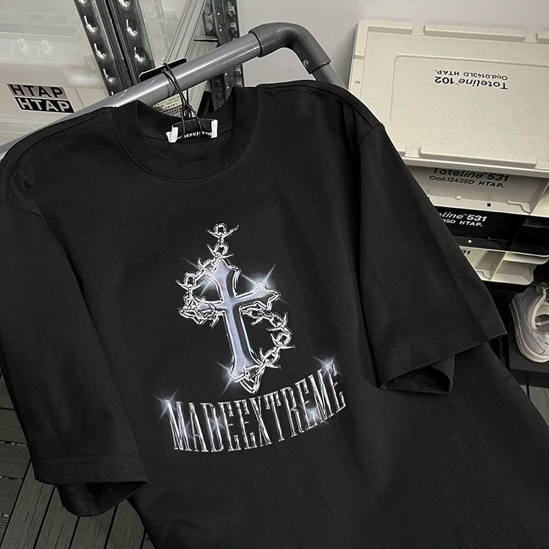 Men's TShirts American Vintage Street Graphic Tshirt High Personality Short Sleeve Men and Women Summer Hip Hop Loose Couple Top harajuku 230410