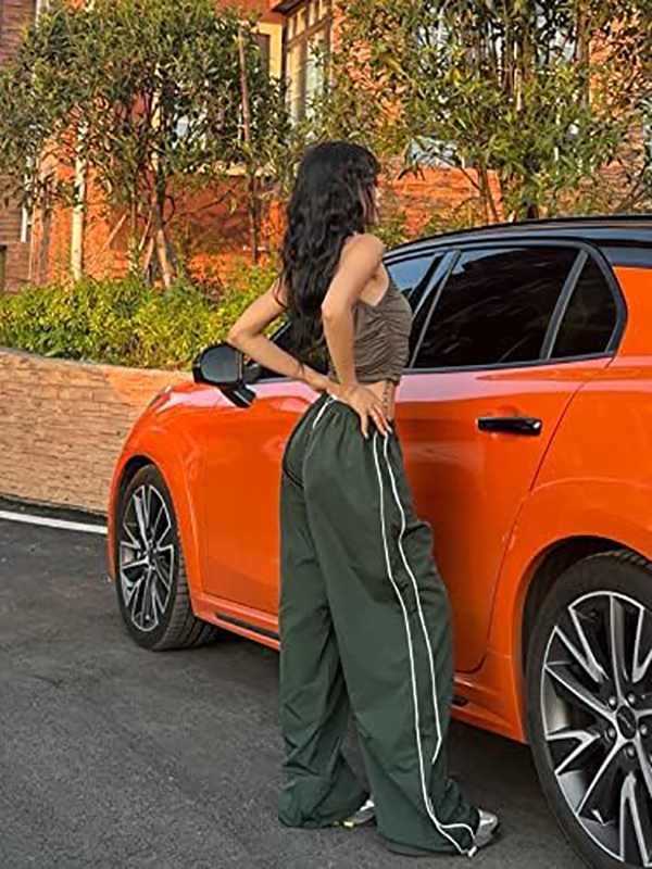 Womens Track Pants Baggy Wide Leg Parachute Pants Loose Leg Cargo Pants Streetwear