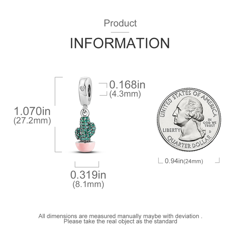 925 Sterling Silver Charm Green CZ Fairy Palm Suspension Pink Porcelain Master Beads Suitable For Ladies Bracelets Primitive Character Jewelry Gift