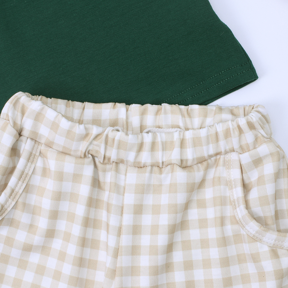 Clothing Sets Summer 2-piece baby boy set cute casual fashion cartoon bird embroidered green T-shirtshorts boutique children's clothing 230410