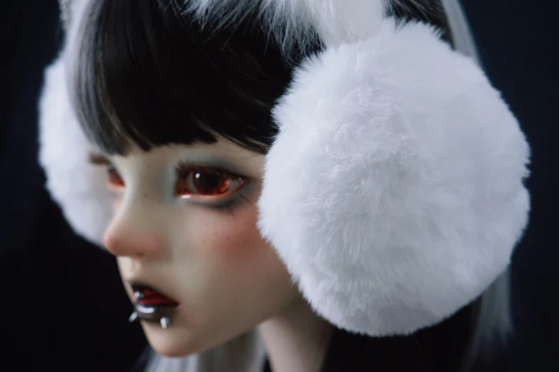 Ear Muffs Original Faux Fur Hair Hoops Cat Ear Earmuffs Autumn and Winter Furry Gothic Cross Chains Warm Earmuffs White 231109