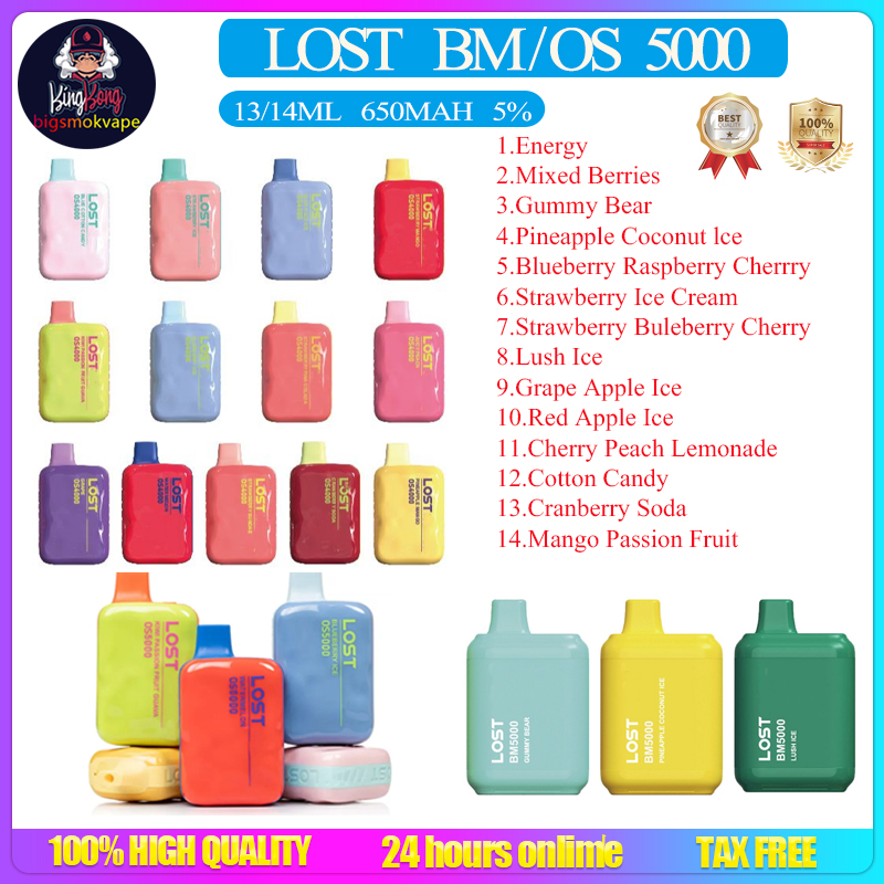 Lost BM5000 OS5000 Disposable E cigarettes 5000 Puffs Vape Pen 14ml Prefilled Mesh Coil Cartridges Pod 650mAh Rechargeable
Lost BM5000 OS5000 Disposable E cigarettes 5000 Puffs Vape Pen 14ml Prefilled Mesh Coil Cartridges Pod 650mAh Rechargeable