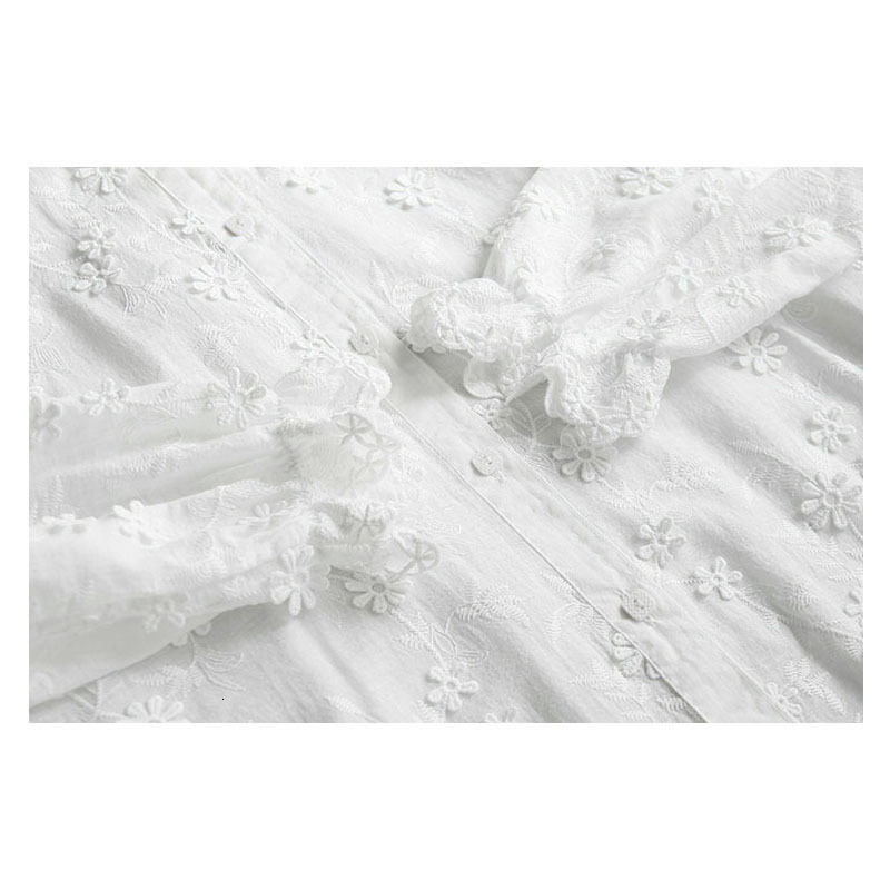 Women's Blouses Shirts 5891 Spring Women's Clothing Literature Japanese Style Cotton Embroidery Shirt Peter Pan Collar Long Sleeve Shirt 230