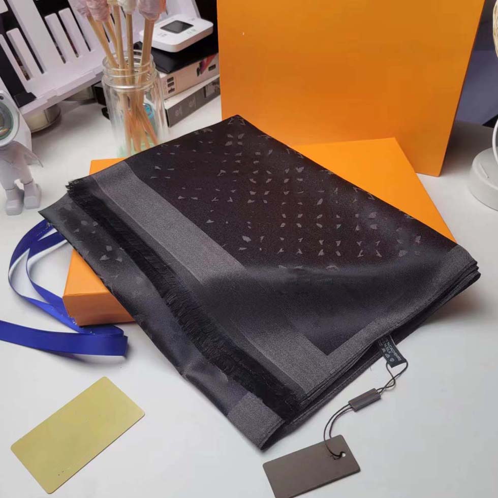 Silks Cotton Blend Women Fashion Silken Scarf Designers Scarves Top quality Silk color-blocking fringed edges Size 180cmX70cm gift with box