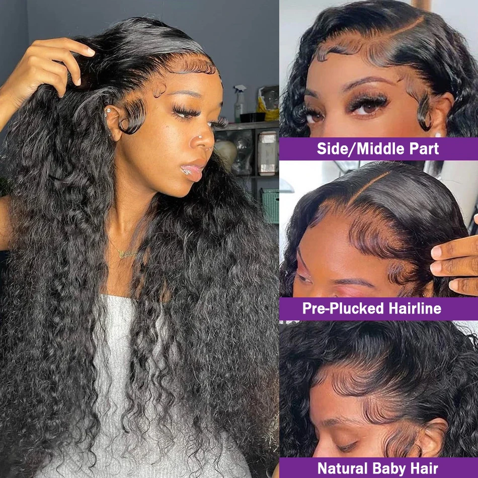 13x4 13X6 HD Water Wave Lace Front Wigs Brazilian Curly Human Hair Wigs for Women Deep Wave Wear And Go Glueless Wig Preplucked Precut
