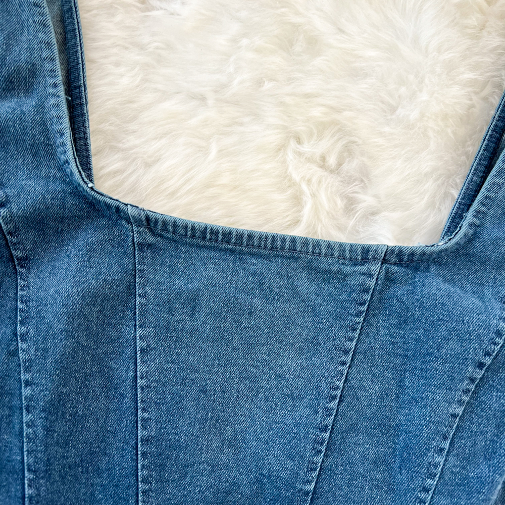 Camisoles Tanks Vintage denim Women's Tank Top Versatile Casual Sleeveless Zipper Panel Women's Cross Top Elegant and Unique Tank Top 230410