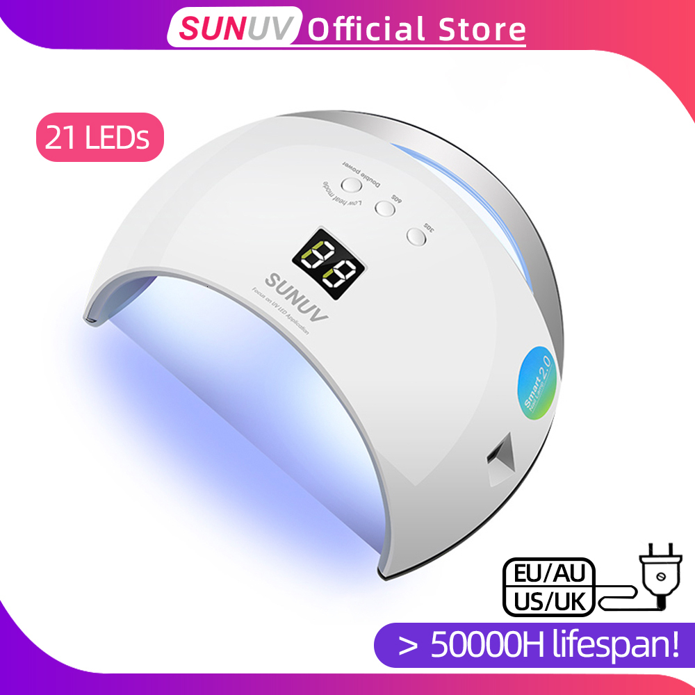 Nail Dryers SUNUV SUN6 Smart Lamp Nail LED UV Lamp Dryer Metal Bottom LCD Timer Multicolors for Curing UV Gel Polish Nail Art Tools 230410