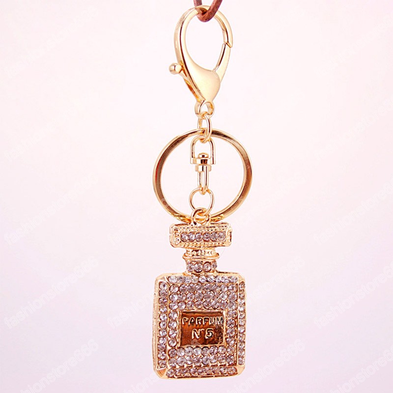 Creative Rhinestone Perfume Bottle Keychain Women's Bag Jewelry Accessories Girlfriend Diamond Key Chain Hanging Present