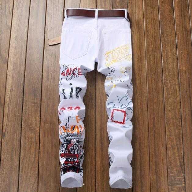 Jeans For Men Designer Casual Printed Slim Pants High Street Hip Hop Denim Plus Size 29-38 Y23