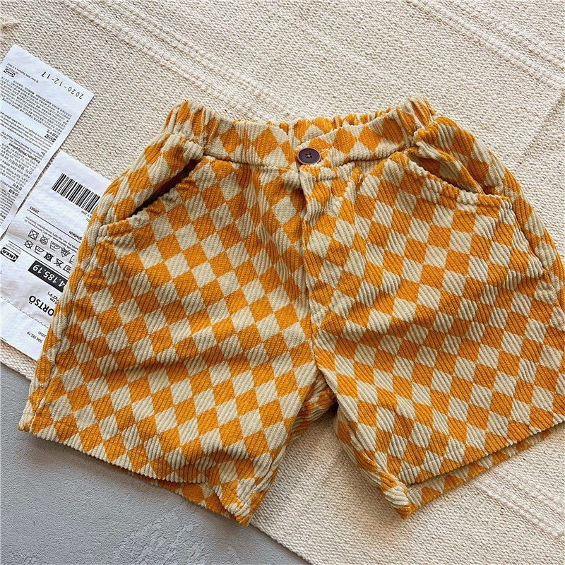 Shorts Fashion Baby Girl Boy Corduroy Infant Toddler Child Plaid Short Trousers Summer Spring Autumn Clothes 1 7Y 230411