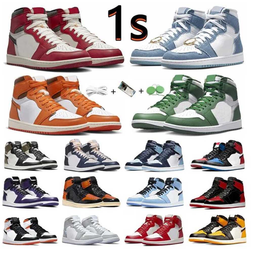 Jumpman 1 1s High OG Mens Basketball Shoes Lost Found Gorge Green StarFish Bred Patent Dark Mocha Grey Fog Denim University Blue Shadow Men nikes dunks YO1F