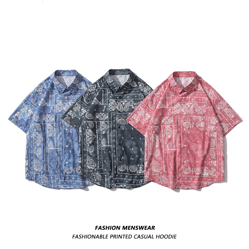 Men's Casual Shirts Oversized Shirts Mens Cashew Nut Printing In The Summer of A Casual Shirt for Joker Couples Male Female Students 230410