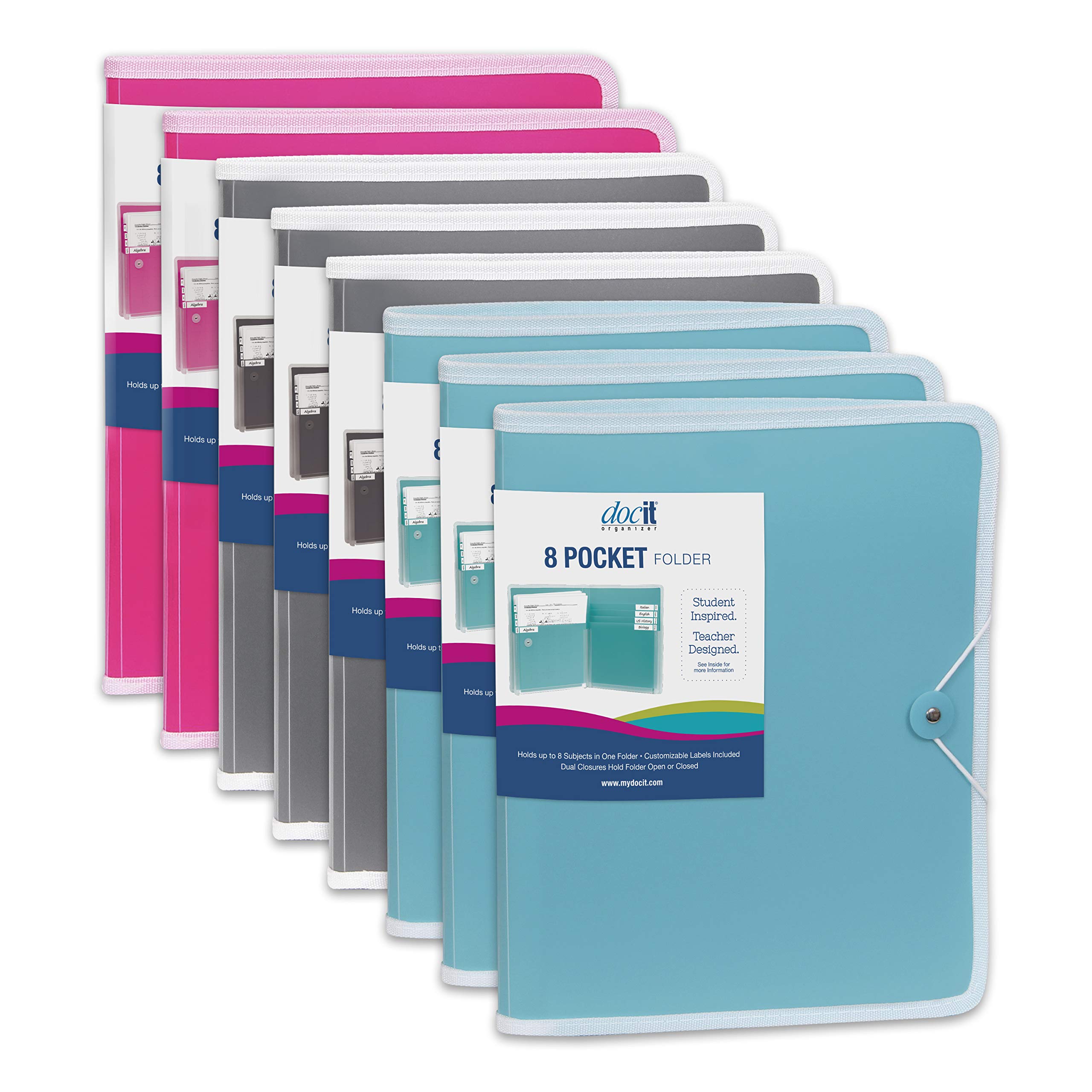 8 Pocket Folders, Multi Pocket Folder Perfect for School, Office and Project Organization, Expanding Folder Holds 200 Letter Size Papers
