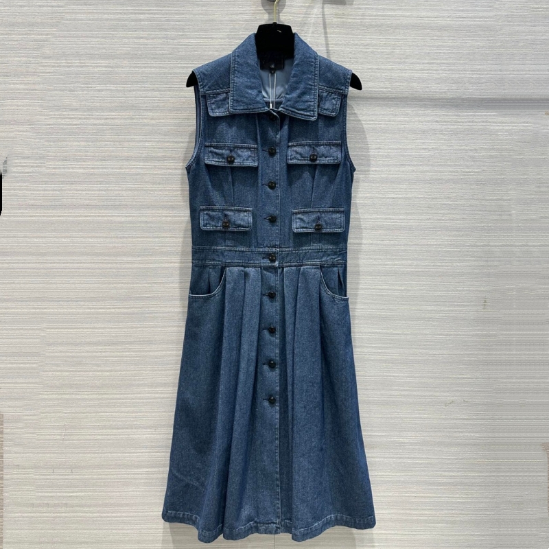 womens designer clothing dresses for woman Buttons Up With Pockets Fashion Mid Calf Denim Dress Jeans Turn Down Collar Summer Casual Clothes, Short dress