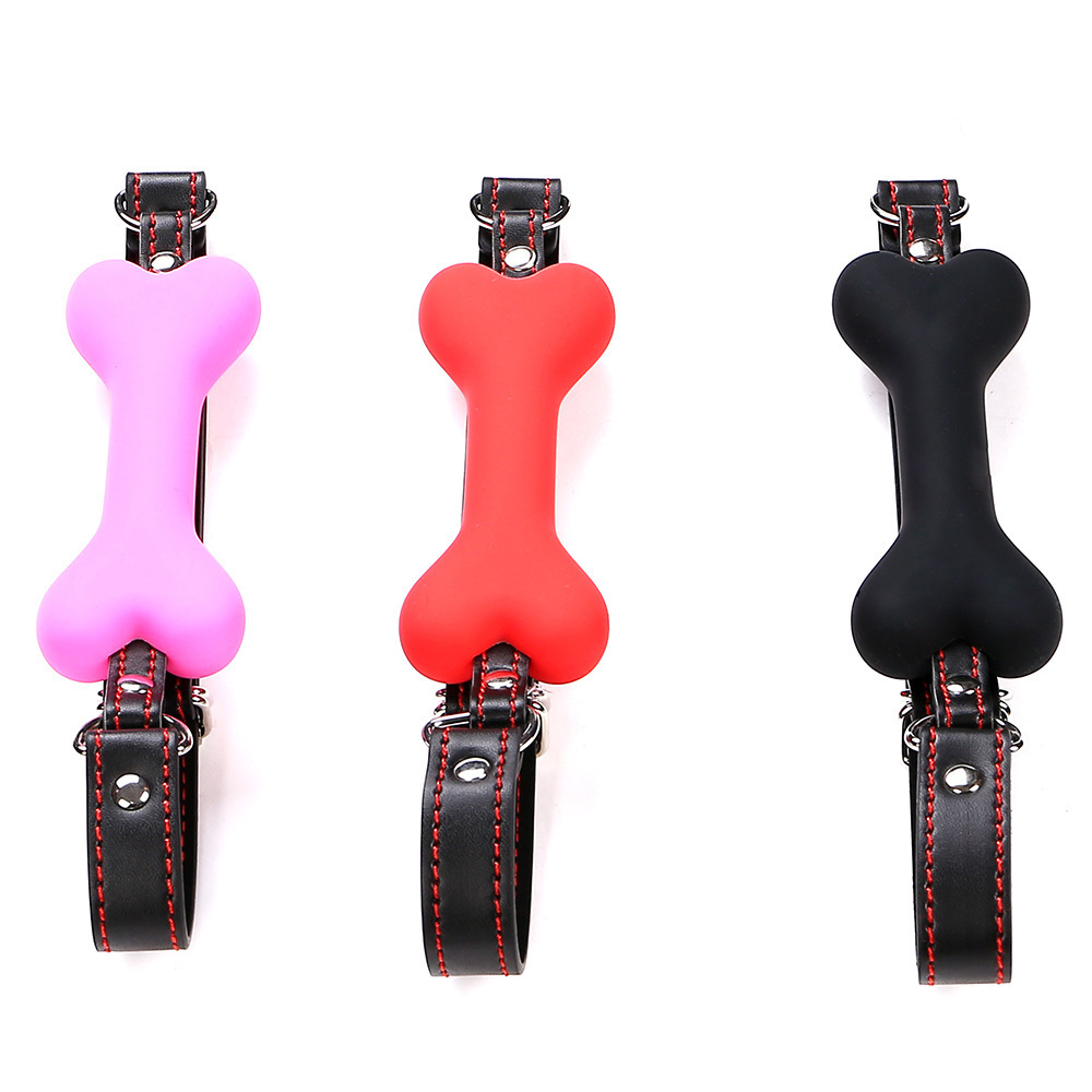 Adult Toys Sexy PU Leather Buckle Straps Silicone Dog Bone oral fixation Mouth Gag for couple Slave BDSM adult games restraints estim 230411