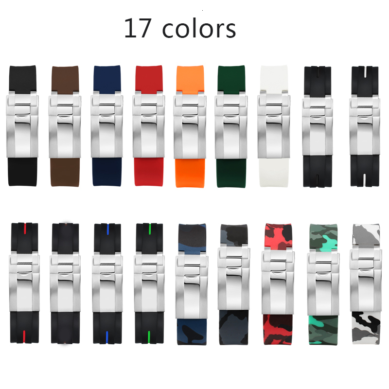 Watch Bands High quality Rubber watch strap 20mm 21mm waterproof silicone wristband camouflage watchband wristwatches band watch bracelet 230411