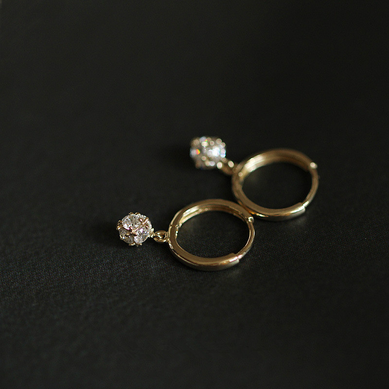 Stud Shiny Exquisite Zircon Ball Earrings for Women 925 Sterling Silver Plated 9k Gold Earrings 230410