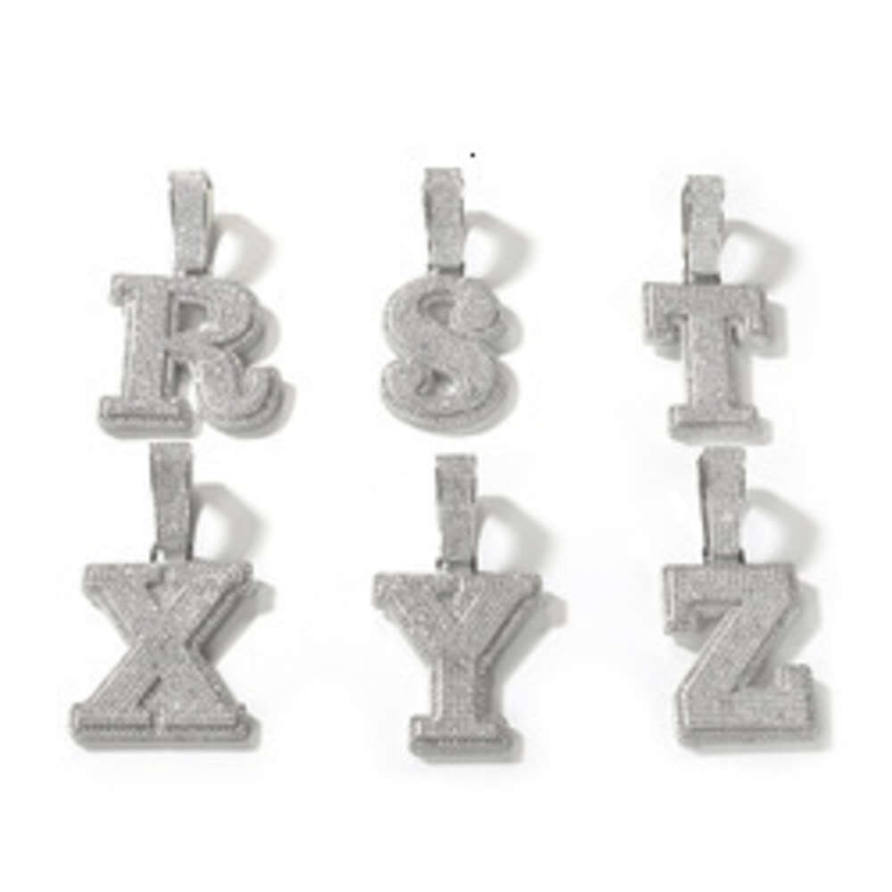 Custom Name Letter Pendant Men Sier Plated Street Style 5A Zircon Hiphop Necklace