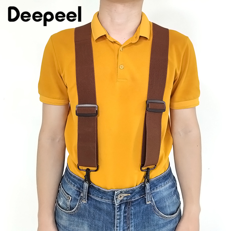Suspenders Deepeel 1pc 5*120cm Fashion Wide Men's Suspender Black Hook Buckle 4 Clip Stretch Male Jockstrap Work Braces Men Accessories 230411