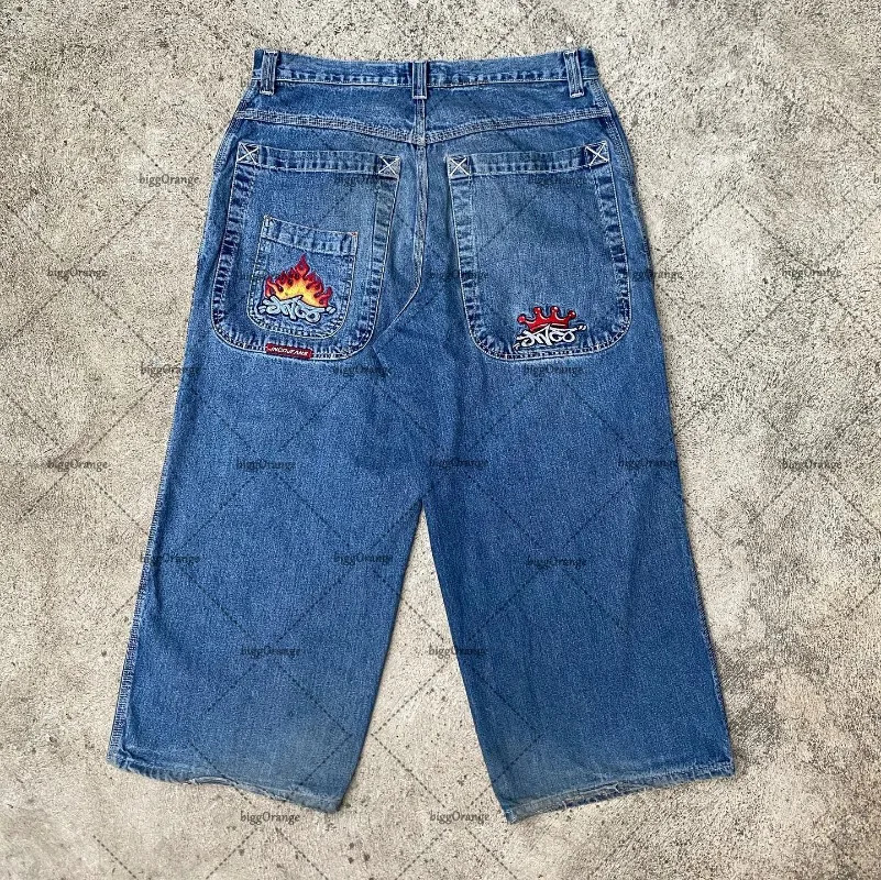 Men's Jeans Y2k Trousers American Style Letter Embroidered Jeans Men High Street Hip-hop Straight Jeans Loose Casual Wide-leg Pants 231110