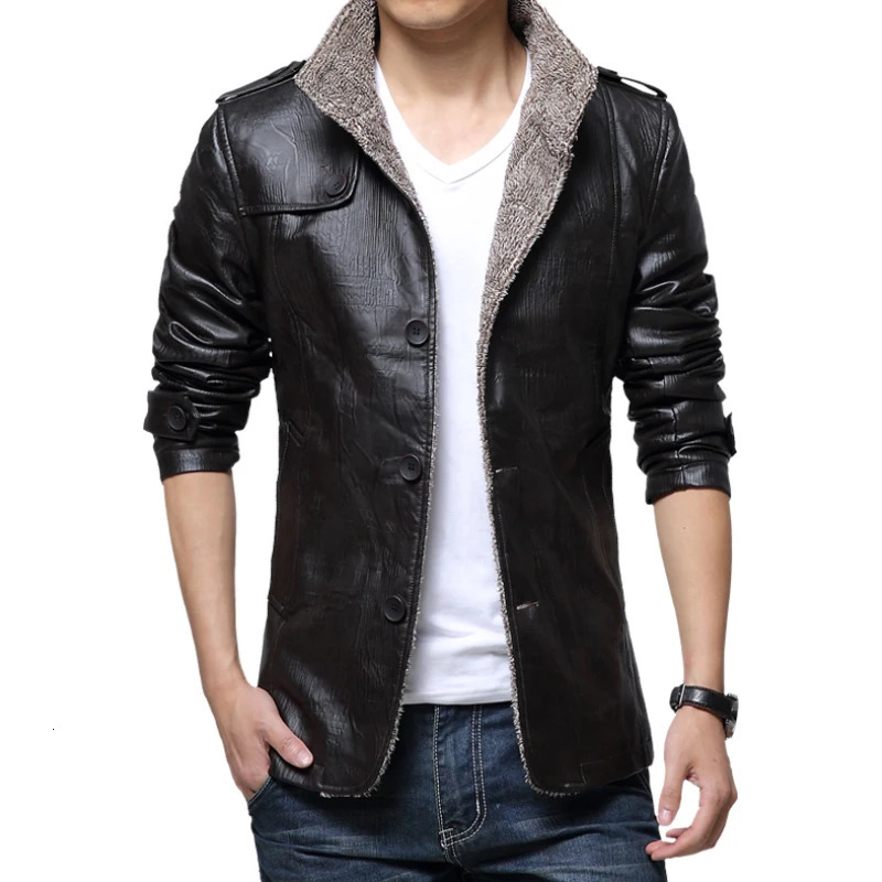 Men's Fur Faux Fur JSNBL1013Large size leather men fur one men plus fleece warm coat epaulette men's jacket PU jacket 231110