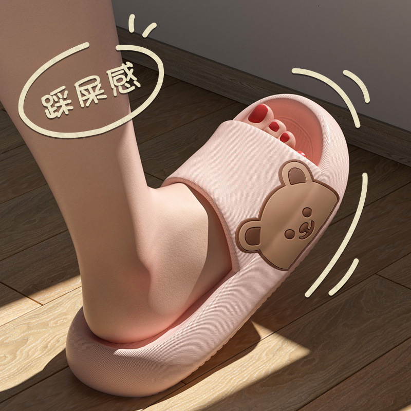 Slippers Summer Women Men's Slippers Indoor Bath Thick Platform Non-slip Home Shoes Cartoon Flip Flops Bear Beach Sandals Ladies Slides 230410