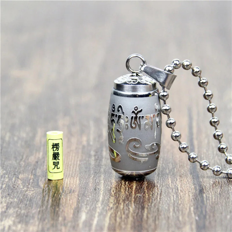 Chokers Stainless Steel Om Mani Padme Hum S Pendant Necklace For Women Men Buddhism Party Vintage Mantra Bottle Ash Urn Jewelry 231110