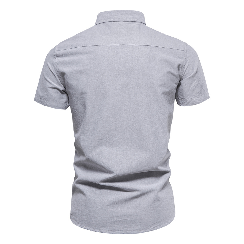 Men's Casual Shirts AIOPESON 100% Cotton Oxford Shirts for Men Solid Color Turn-down Collar Men's Shirts Summer Social Shirts Mens Clothing 