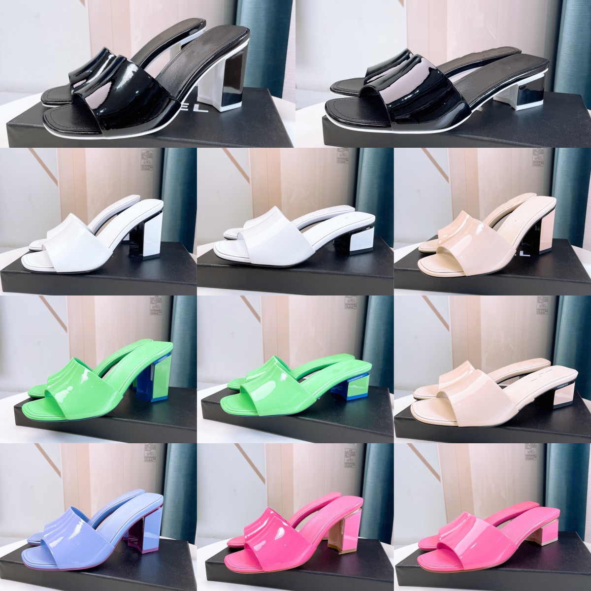 Women Brand Patent Leather Slippers Thick Bottom Sandal CHANL Cruise Mules C Slides Chunky Block Heels Pumps 4.5CM 8CM Lady Jelly Bright Heeled Sandals Square Toe, Gdcha2 8cm
Women Brand Patent Leather Slippers Thick Bottom Sandal CHANL Cruise Mules C Slides Chunky Block Heels Pumps 4.5CM 8CM Lady Jelly Bright Heeled Sandals Square Toe, Gdcha2 8cm
