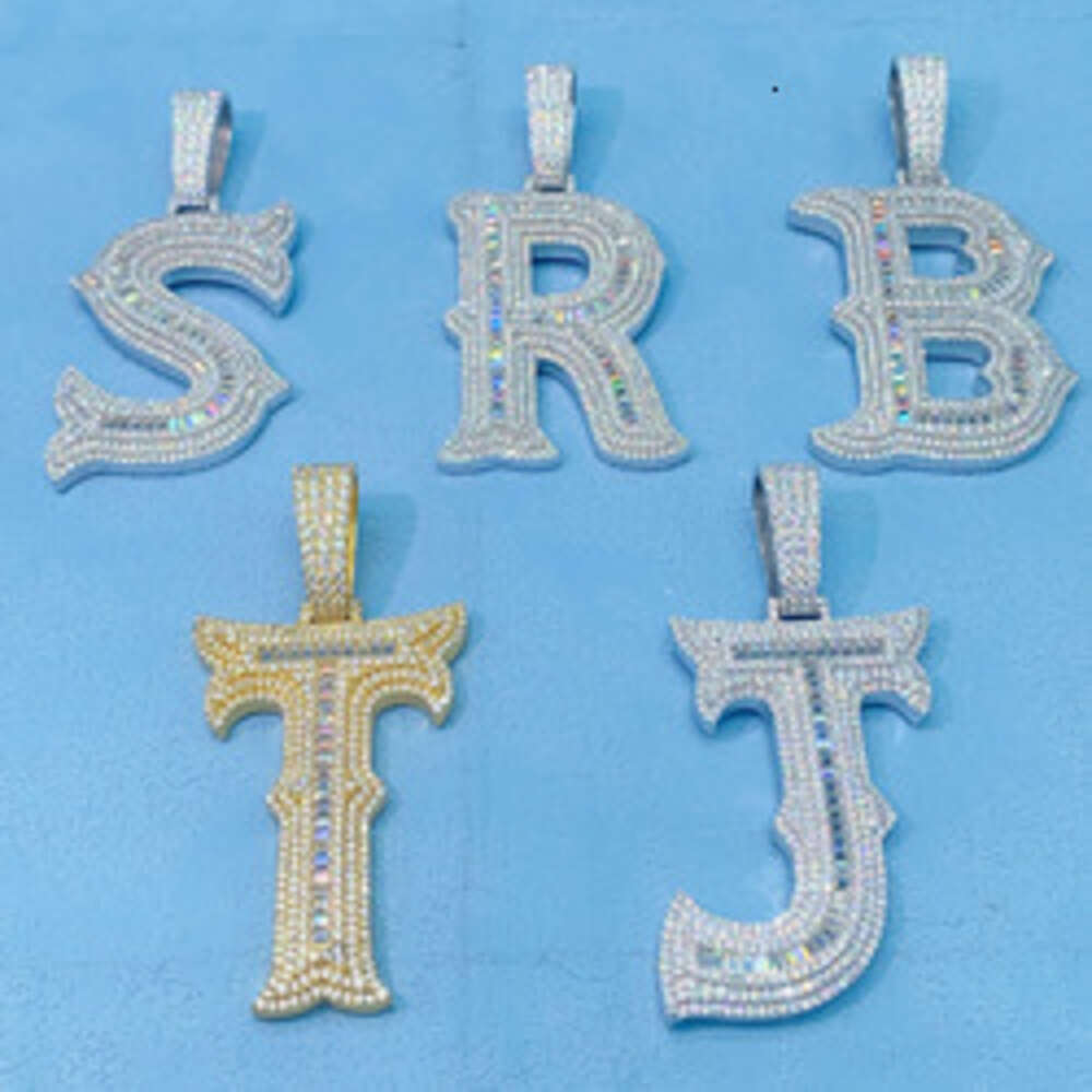 Sier Jewelry Hiphop Pendant A-Z initial letters custom moissanite iced out pendant
