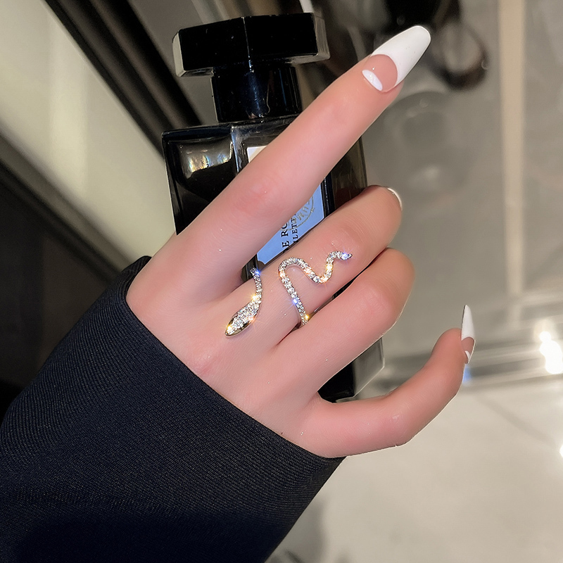 Band Rings Fashion Sliver Color Cubic Zirconia Snake Ring for Women Open Adjustable CZ Finger Rings Party Wedding Statement Jewelry Bijoux 230410
