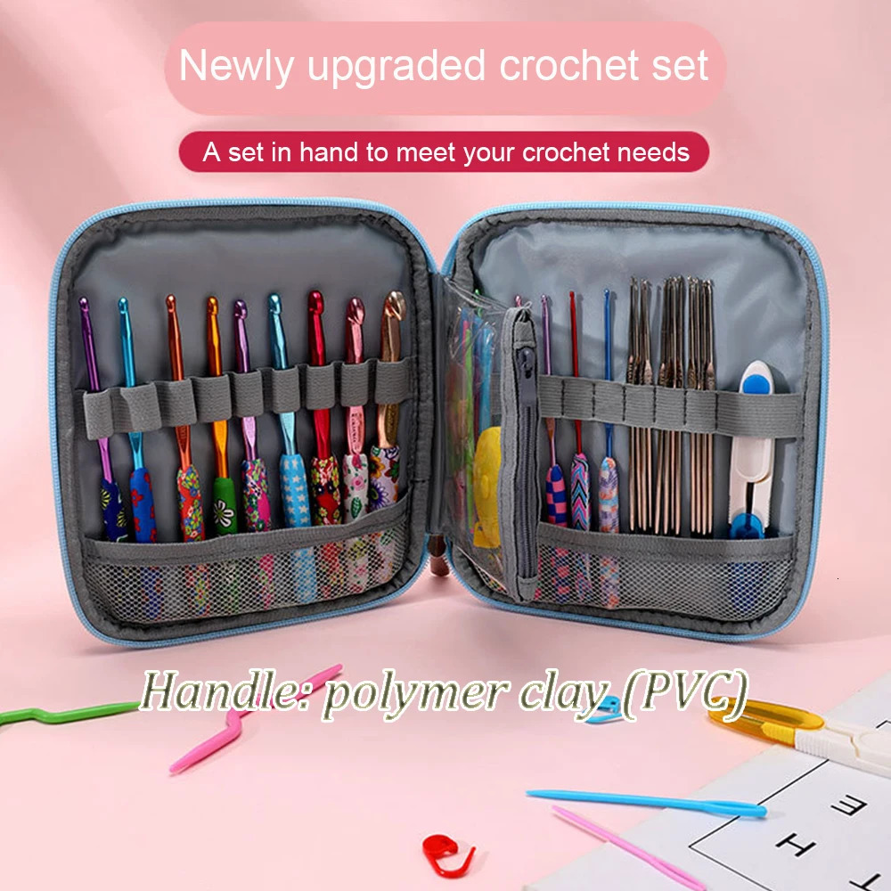 Other Crochet Knitting Hooks Set 2023 With Storage Bag Case TPR Rubbber Handle Wool Needles Sewing Accessorie Gift 231110
