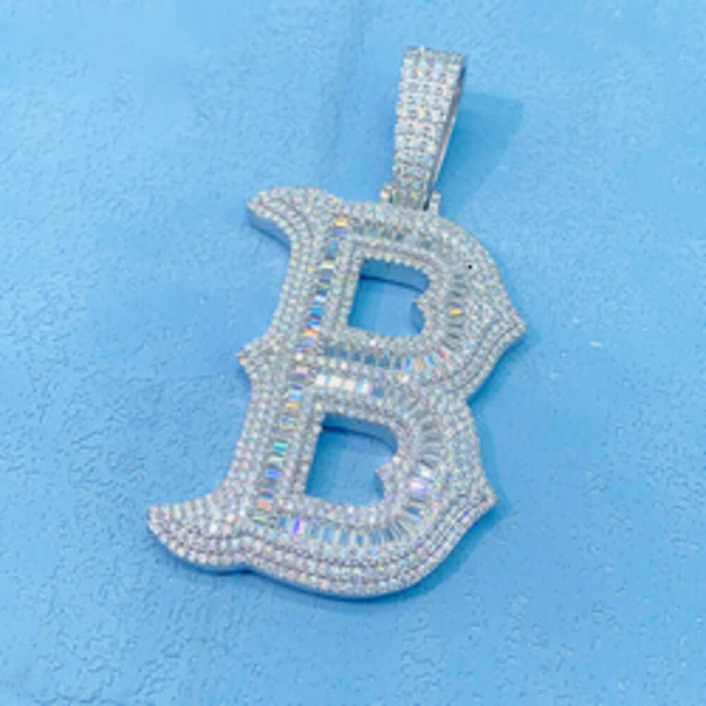 Sier Jewelry Hiphop Pendant A-Z initial letters custom moissanite iced out pendant