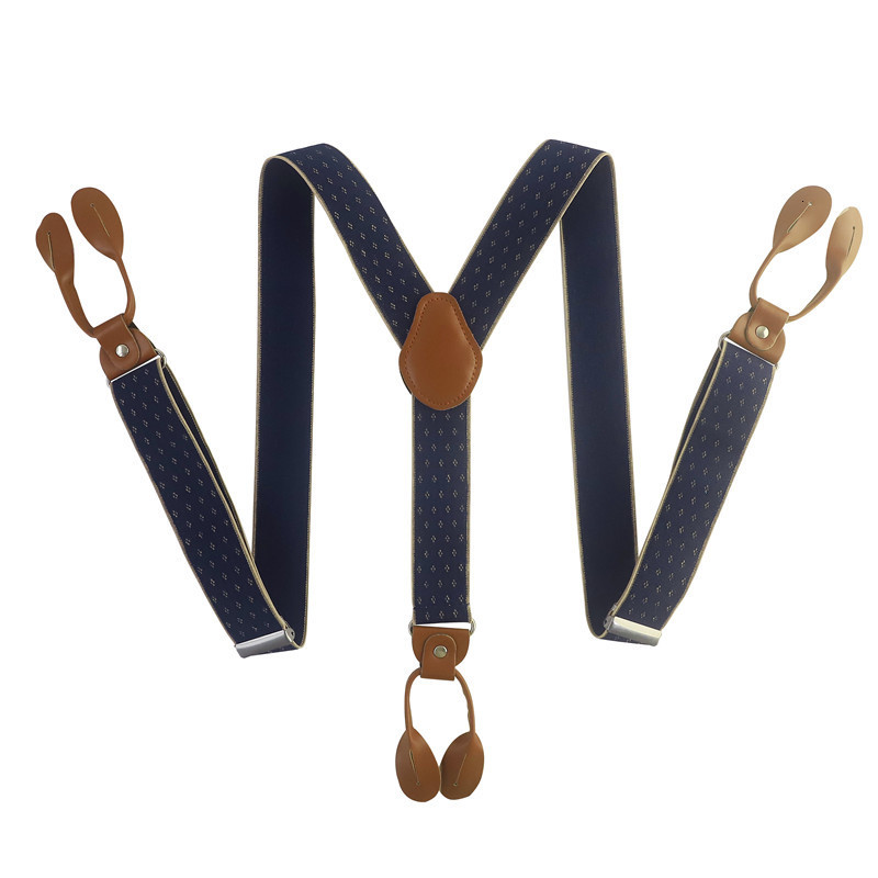 Suspenders 35mm Width Suspenders For Men Brown PU Synthetic Leather Trimmed Button Y Back Men Fashion Suspenders Pant Braces Dad Gift 230411