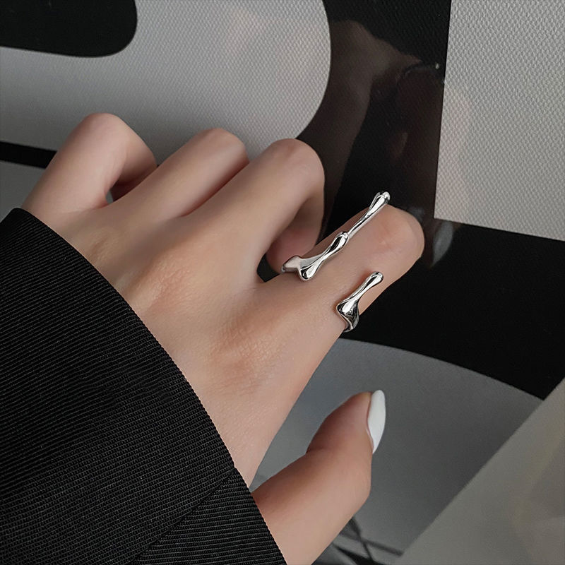 Band Rings Punk Irregular Liquid Lava Open Ring Women Vintage Silver Color Metal Ring Cuff Hip Hop Personality Simple Fidget Ring Jewelry 230410