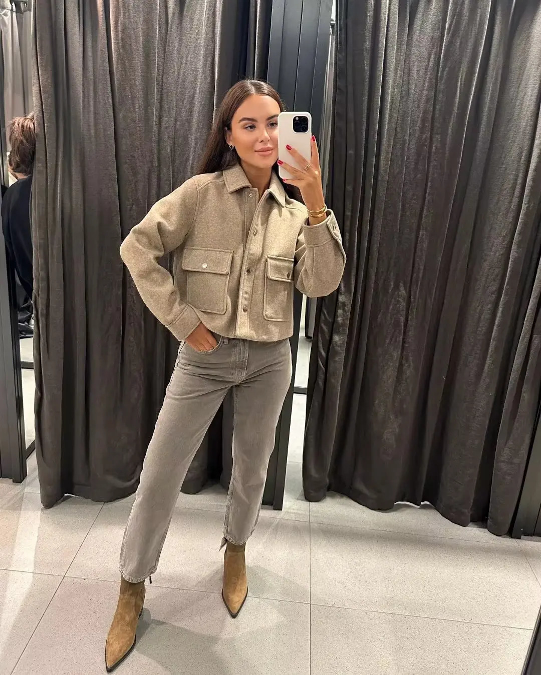 Women's Wool Blends SLTNX TRAF Fashion 2023 Women's Jacket Chic Turndown Collar with Button Autumn Winter Coat Ladies Elegant In 231120