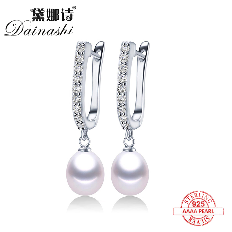 Dangle Chandelier Women Freshwater Pearl Earrings Zircon Fashion 925 Sterling Silver Drop Earring White Real Pearl Wedding Jewelry With Box 230410