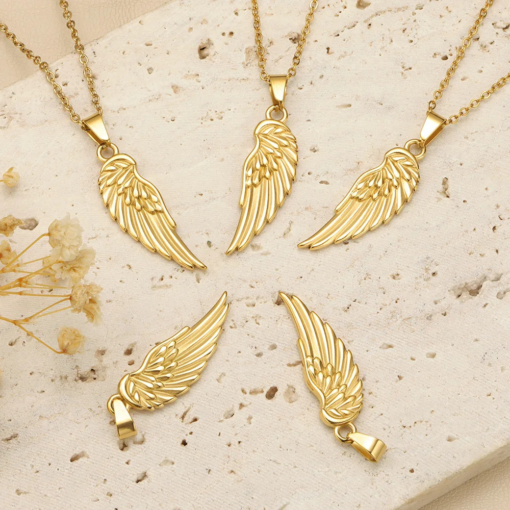 Chokers Charm Wing Pendant Necklaces Delicate Stainless Steel Waterproof Jewelry for Women Fashion Accessories Bulk Wholesale Items 231110